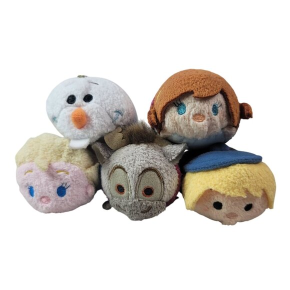 Disney Mini Plush 3.5" Frozen Elsa Anna Sven Olaf Kristoff Lot of 5 Tsum Tsum - Picture 1 of 8